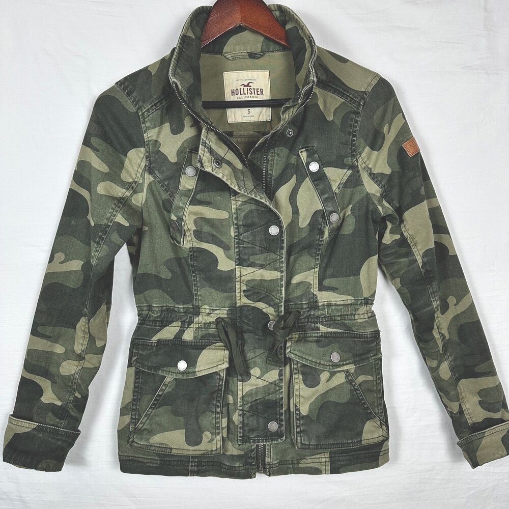 Women’s Hollister Camo Jacket Sz. M - Military Field Utility Moto Grunge Green